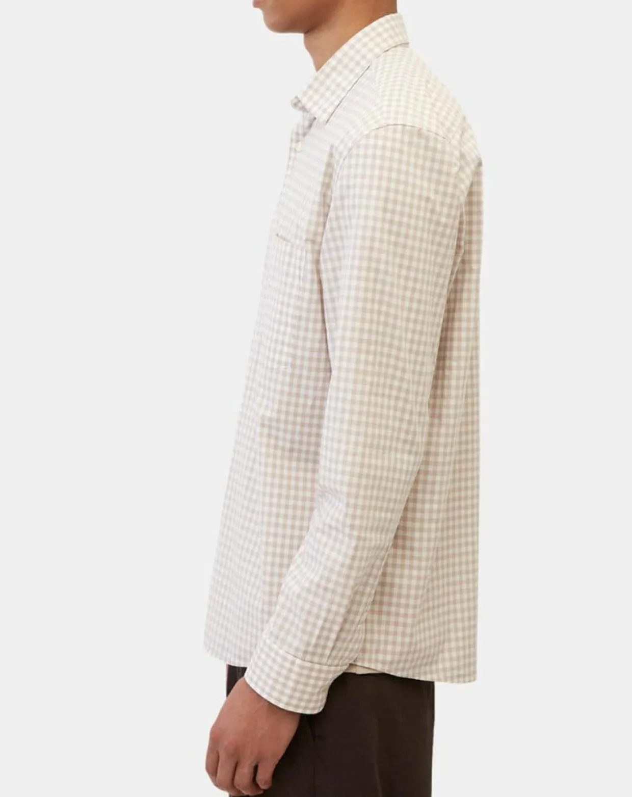 Homme Marc O'Polo Chemises^Chemise en Popeline 100% Coton Bio Regular Fit vichy blanc/beige