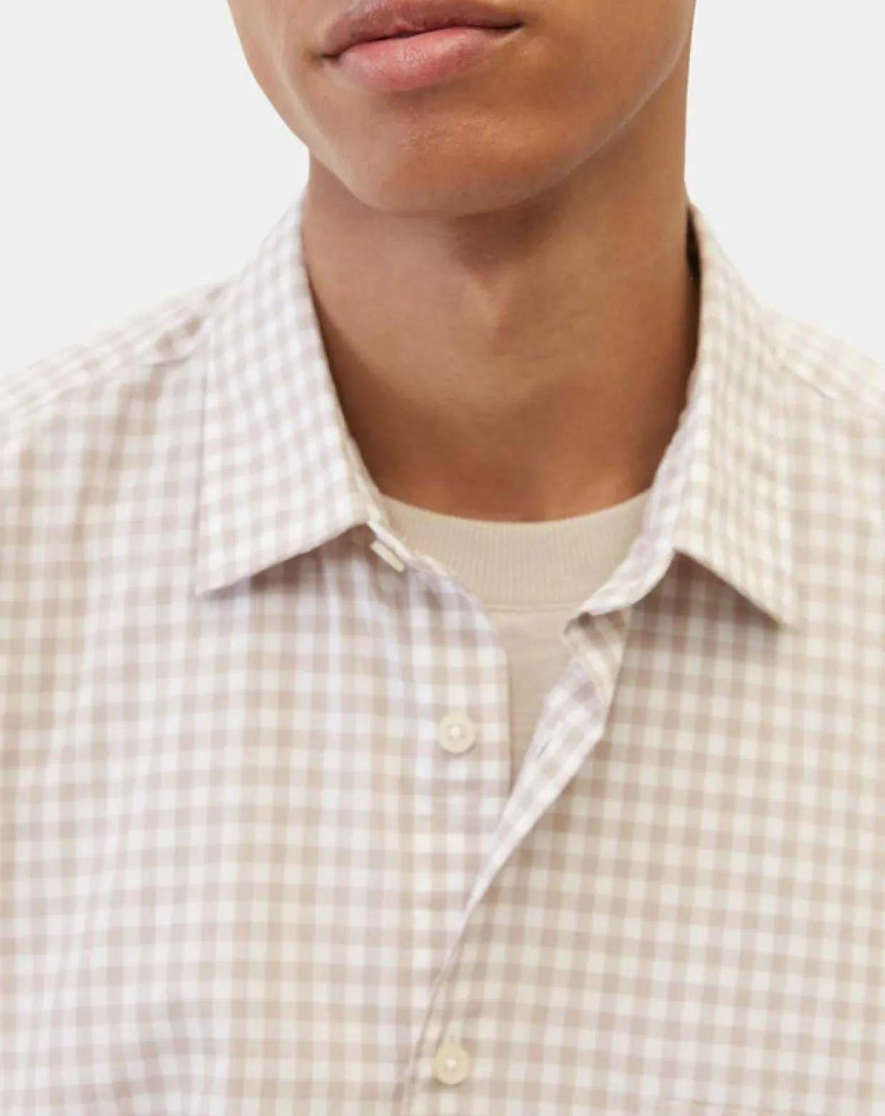 Homme Marc O'Polo Chemises^Chemise en Popeline 100% Coton Bio Regular Fit vichy blanc/beige
