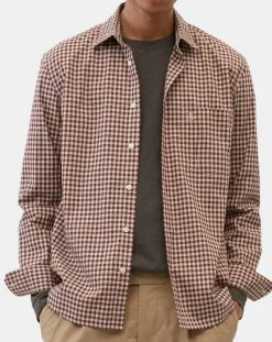 Homme Marc O'Polo Chemises^Chemise en Popeline 100% Coton Bio Regular Fit vichy blanc/rouge