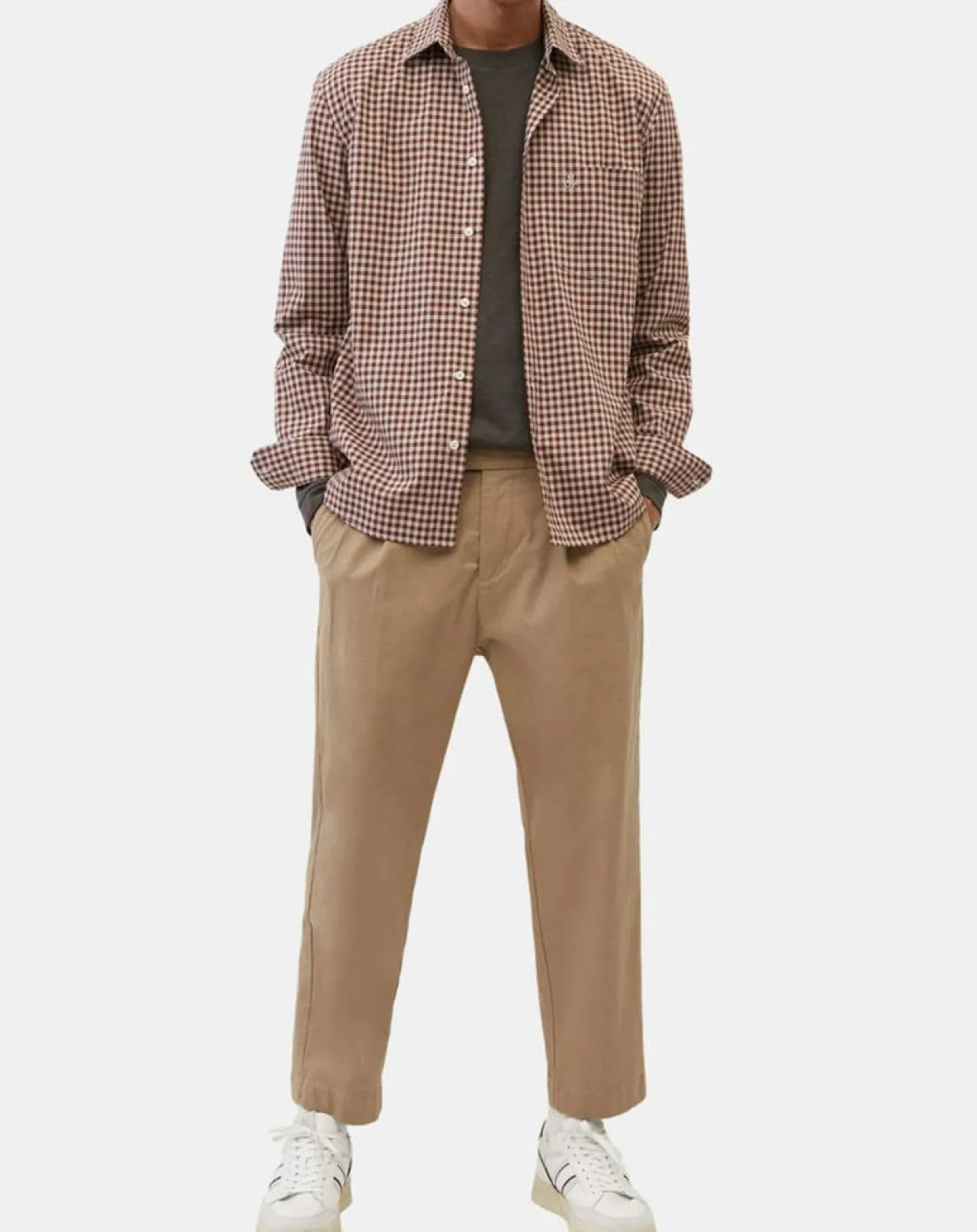 Homme Marc O'Polo Chemises^Chemise en Popeline 100% Coton Bio Regular Fit vichy blanc/rouge