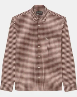 Homme Marc O'Polo Chemises^Chemise en Popeline 100% Coton Bio Regular Fit vichy blanc/rouge