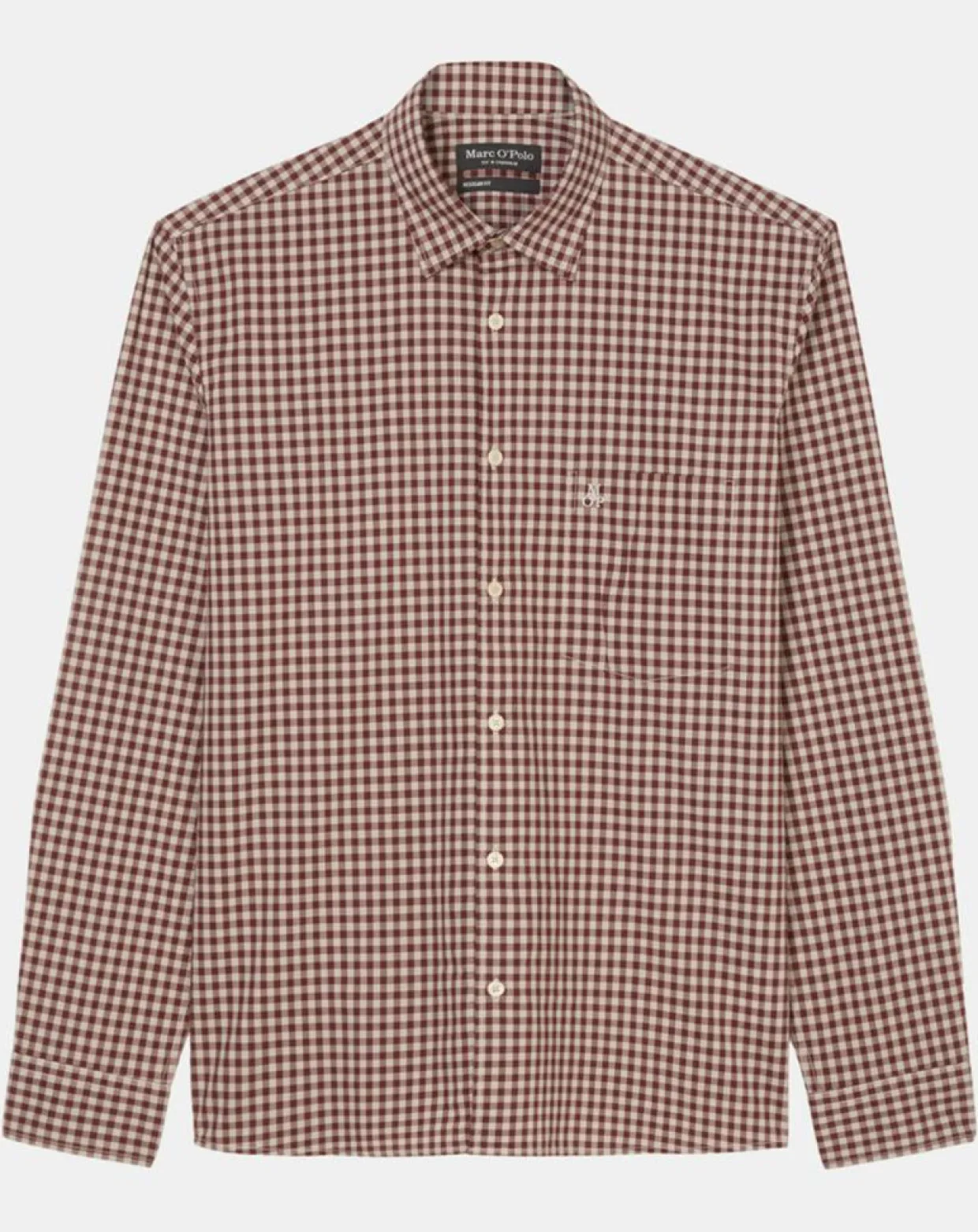 Homme Marc O'Polo Chemises^Chemise en Popeline 100% Coton Bio Regular Fit vichy blanc/rouge