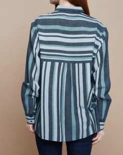 Chemise Florentine Essaouira Stripes vert sapin/vert pâle-Mare di Latte Online