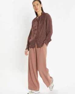 Chemise fluide col lavallière Gemma marron-Galeries Lafayette Hot