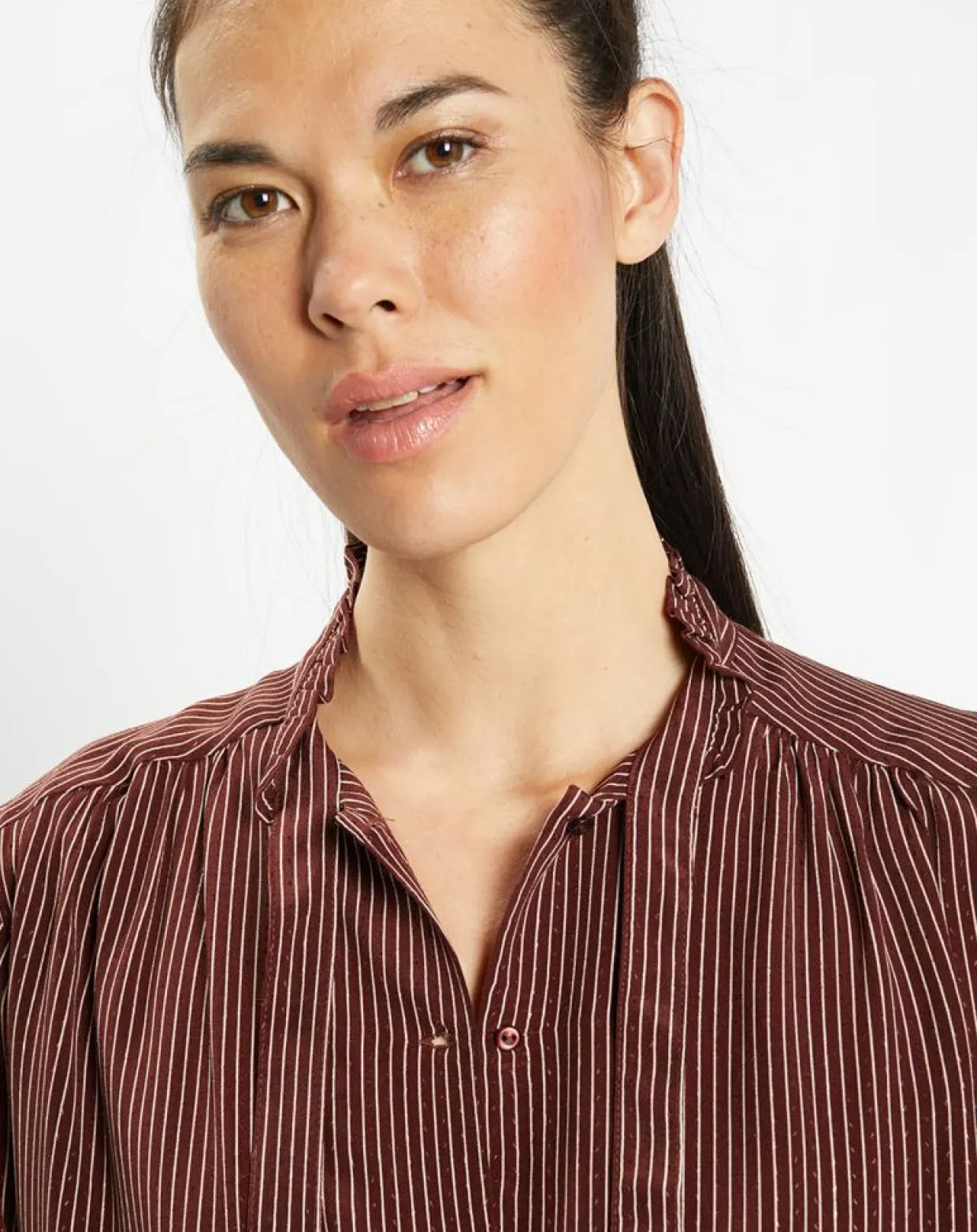 Chemise fluide col lavallière Gemma marron-Galeries Lafayette Hot