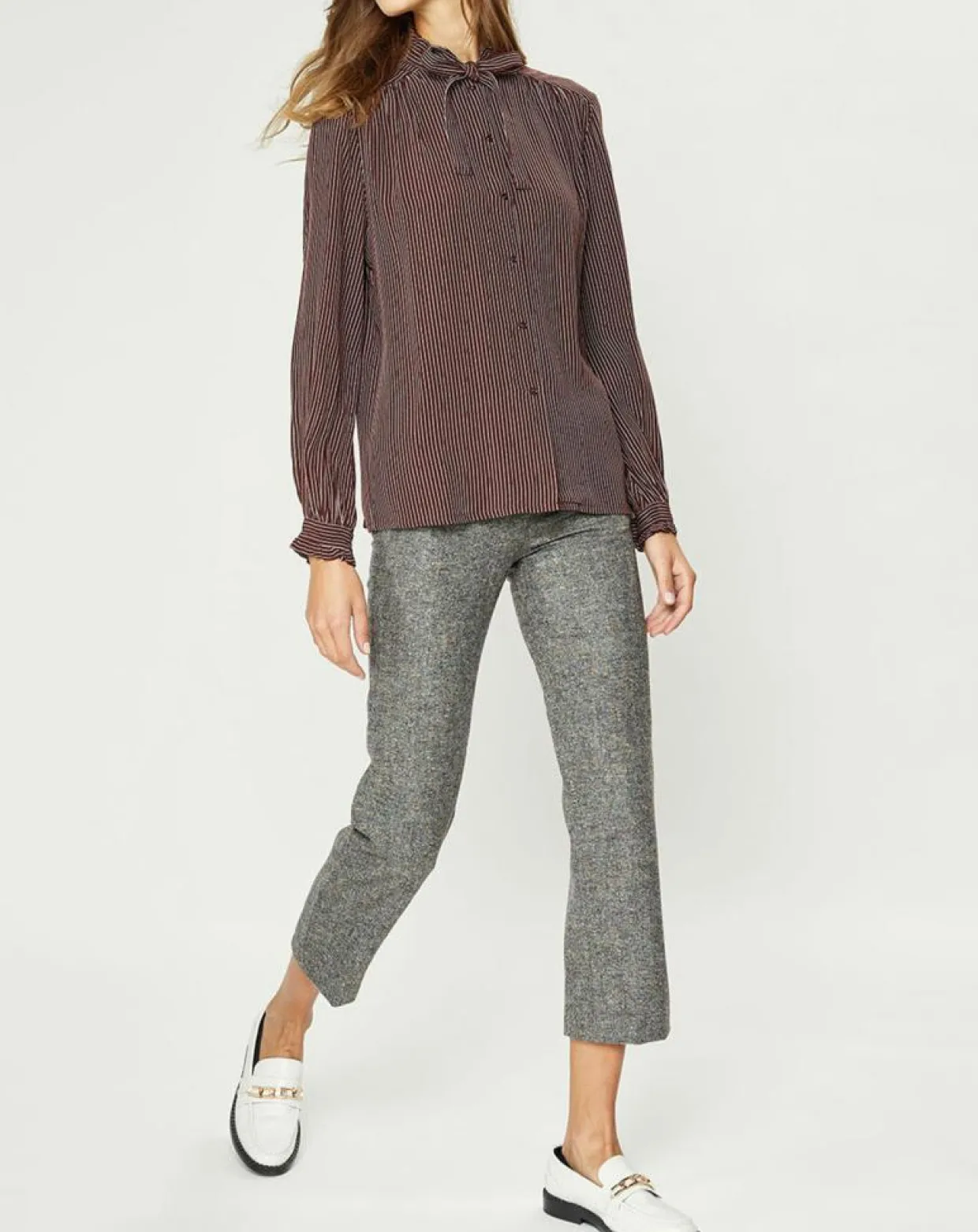 Chemise fluide col lavallière Gemma marron-Galeries Lafayette Hot