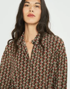 Chemise fluide Store imprimée forest kaki/marron-Lauren Vidal