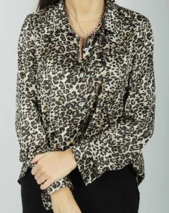 Femme Lauren Vidal Chemises^Chemise fluide West imprimée wild beige/noir