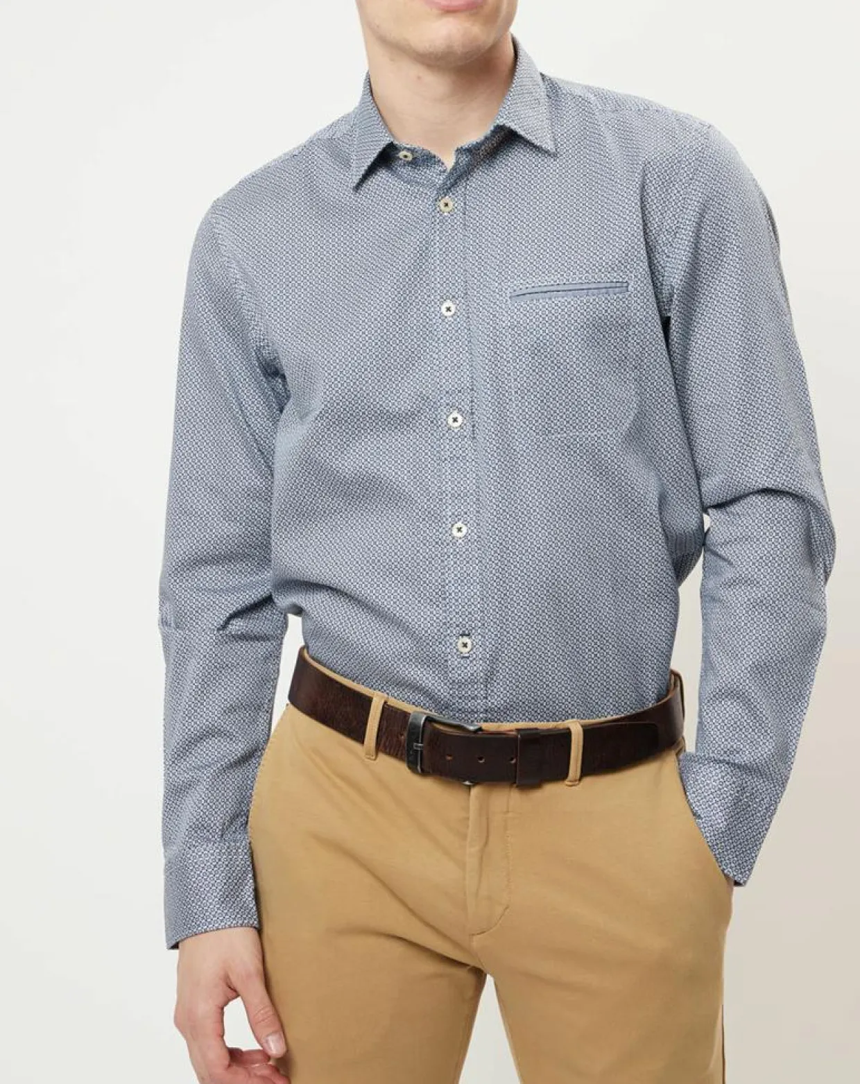 Chemise imprimée regular fit bleu/blanc-Marc O'Polo Best
