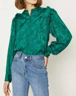 Chemise Izana motifs ton sur ton verte-La Petite Etoile New