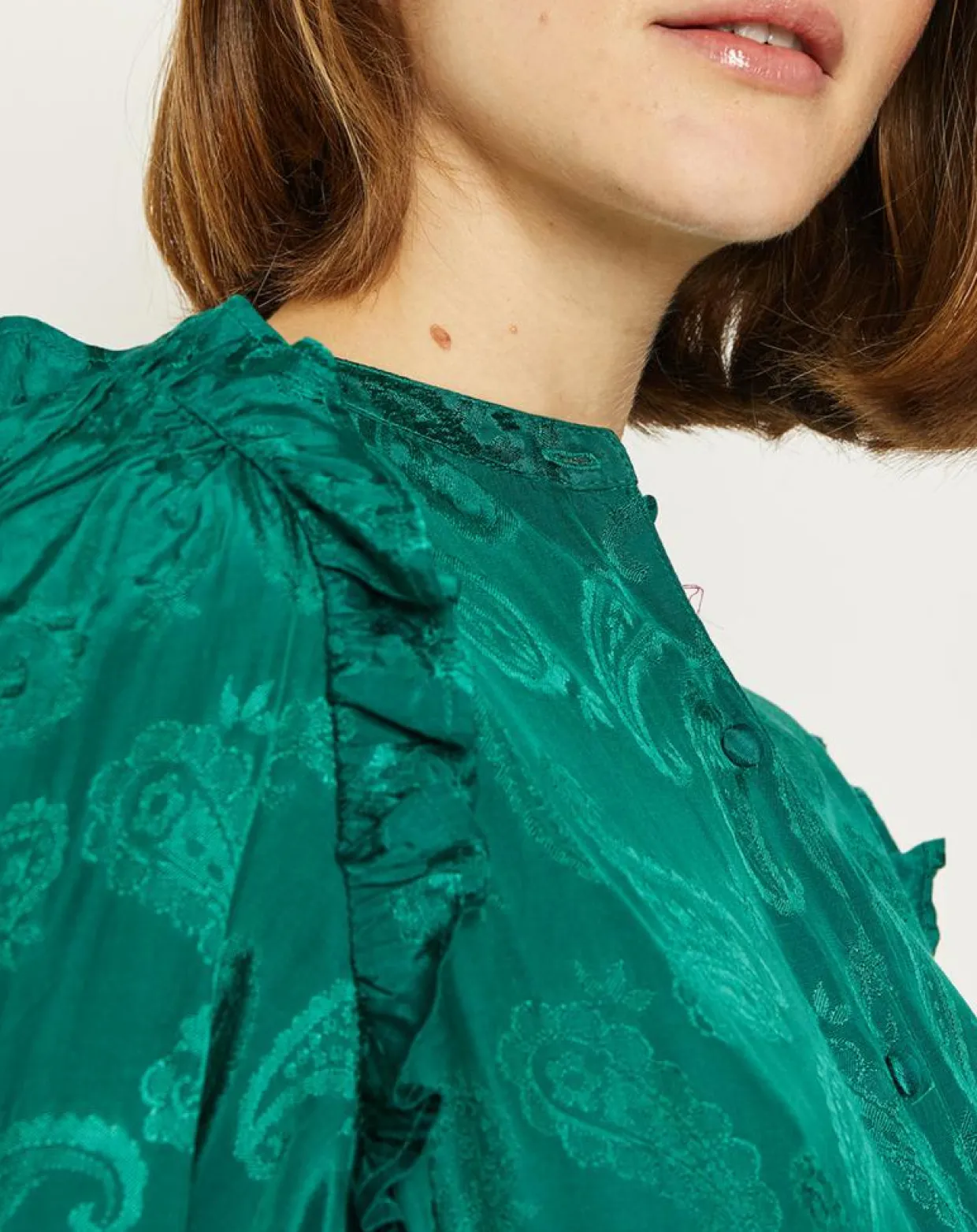 Chemise Izana motifs ton sur ton verte-La Petite Etoile New