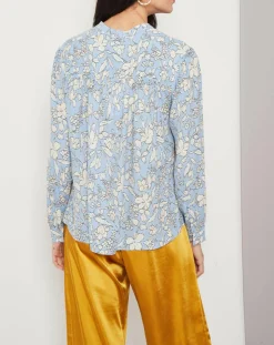 Chemise Lara fleurie bleu/blanc cassé-Suncoo Online