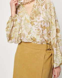 Chemise manches longues à Fleurs beige/écru-Esprit New