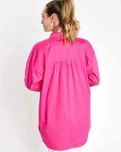 Chemise manches longues poches oversize rose vif-Esprit Best