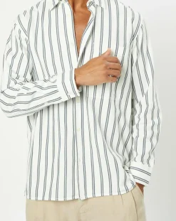 Homme Marc O'Polo Chemises^Chemise manches longues Rayée Poche blanc/noir