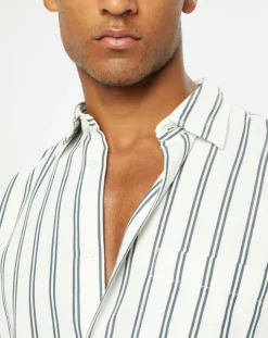 Homme Marc O'Polo Chemises^Chemise manches longues Rayée Poche blanc/noir