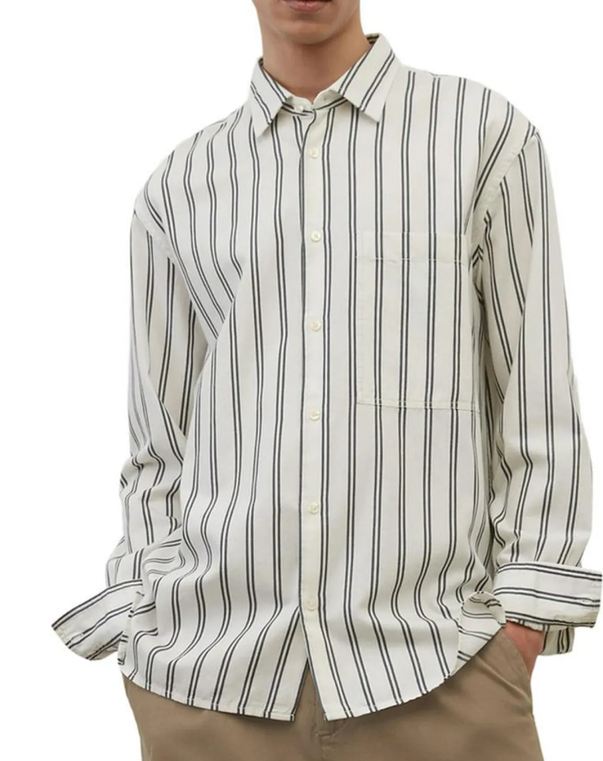 Homme Marc O'Polo Chemises^Chemise manches longues Rayée Poche blanc/noir