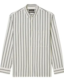 Homme Marc O'Polo Chemises^Chemise manches longues Rayée Poche blanc/noir