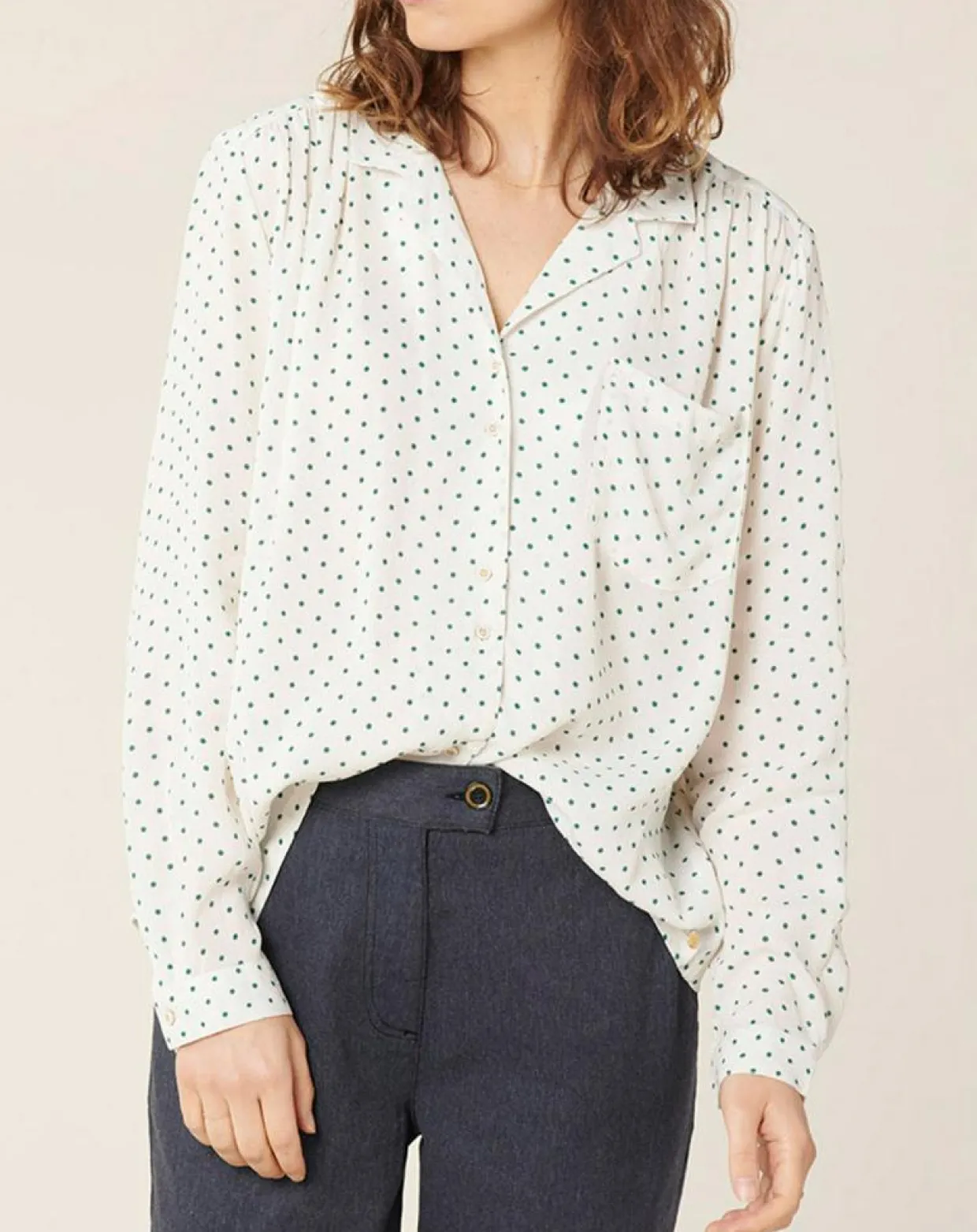 Chemise Massonne à pois écrue-Harris Wilson New