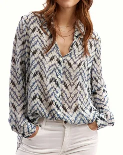 Chemise Mia indigo/écru-Lauren Vidal