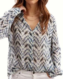 Chemise Mia indigo/écru-Lauren Vidal