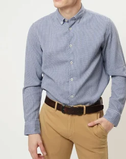 Chemise motifs texturés regular fit bleu/blanc-Marc O'Polo New