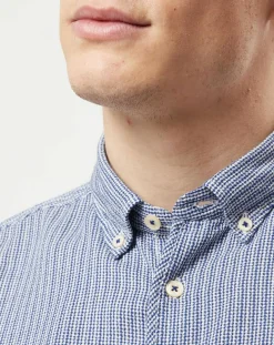 Chemise motifs texturés regular fit bleu/blanc-Marc O'Polo New
