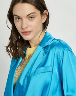 Femme Nina ricci Chemises^Chemise ouverte en Satin Wrap bleue