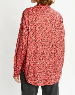 Chemise Oversize en Coton Bio mélangé imprimée rouge-Scotch & Soda New