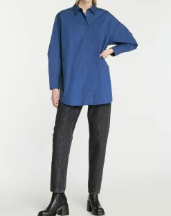Chemise oversize en Coton Rodez bleu foncé-Galeries Lafayette Outlet