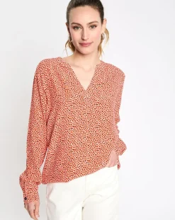 Chemise print micro fleurs orange-Esprit Outlet
