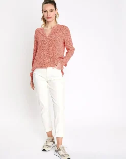 Chemise print micro fleurs orange-Esprit Outlet