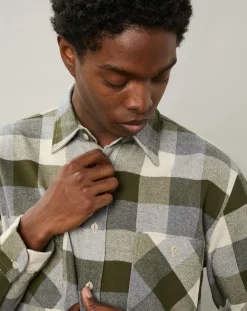 Homme Hartford Chemises^Chemise regular en Flanelle Pocket à carreaux vert/naturel
