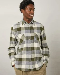 Homme Hartford Chemises^Chemise regular en Flanelle Pocket à carreaux vert/naturel