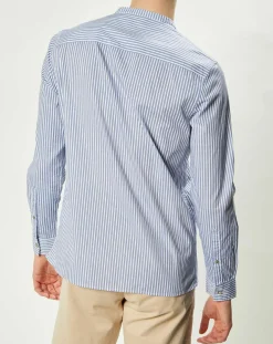 Homme Harris Wilson Chemises^Chemise regular en Popeline Theotime rayée bleu/blanc