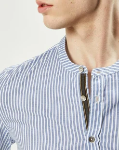 Homme Harris Wilson Chemises^Chemise regular en Popeline Theotime rayée bleu/blanc