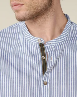Homme Harris Wilson Chemises^Chemise regular en Popeline Theotime rayée bleu/blanc