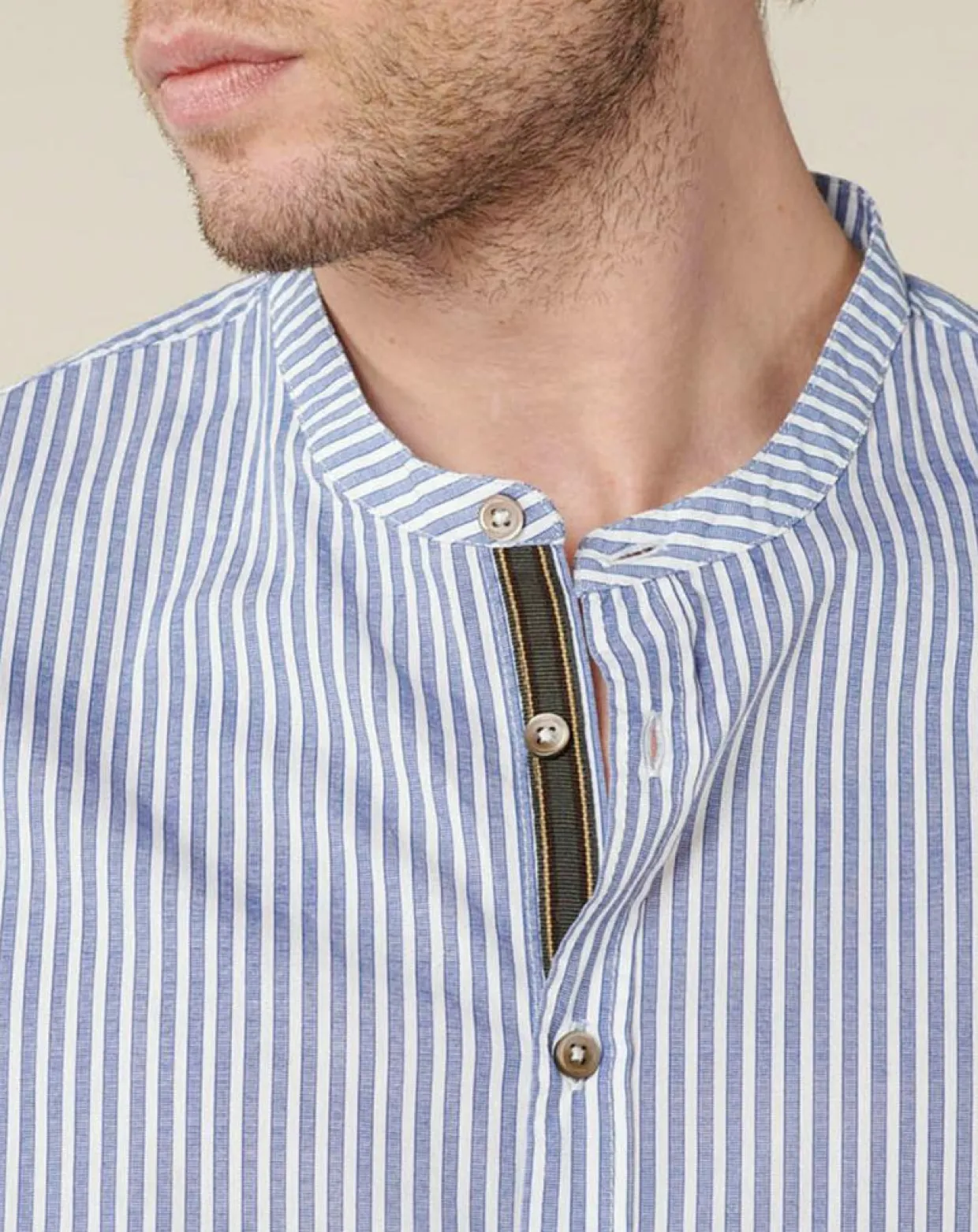 Homme Harris Wilson Chemises^Chemise regular en Popeline Theotime rayée bleu/blanc