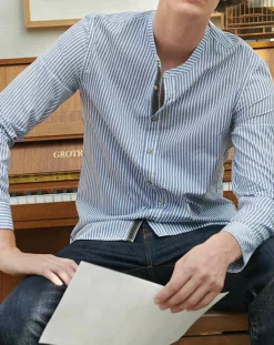 Homme Harris Wilson Chemises^Chemise regular en Popeline Theotime rayée bleu/blanc