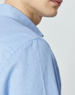 Chemise Regular Fit Vichy imprimée bleu ciel-Hackett London Outlet