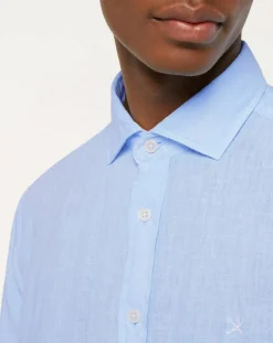 Chemise Regular Fit Vichy imprimée bleu ciel-Hackett London Outlet