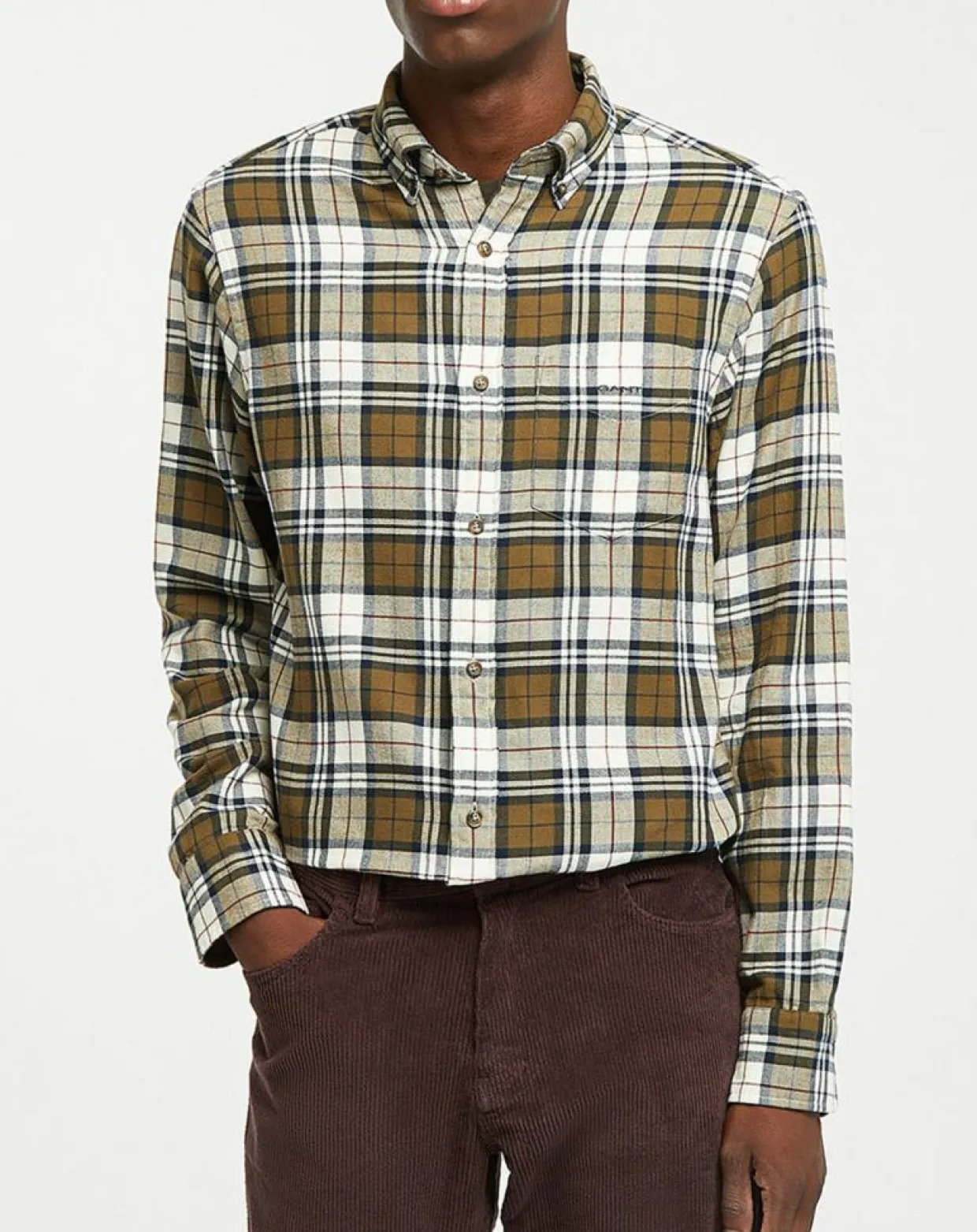 Homme Gant Chemises^Chemise Regular Fit en Flanelle Bucheron kaki