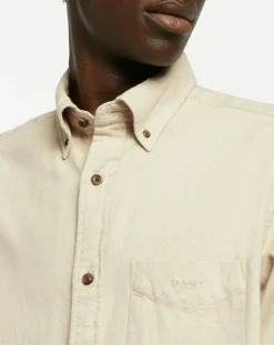 Chemise Regular Fit en Flanelle Chevron beige-Gant Hot