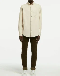 Chemise Regular Fit en Flanelle Chevron beige-Gant Hot
