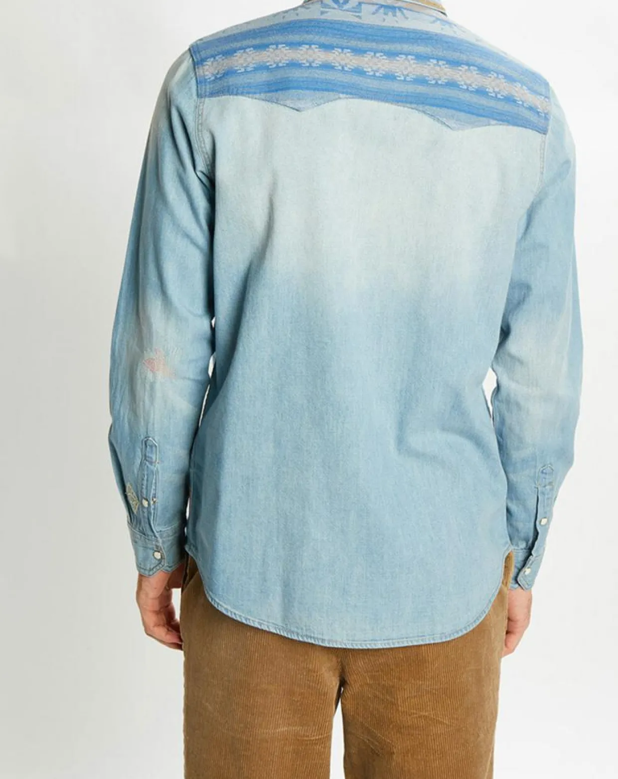 Chemise Regular Fit en Jean Western Patch bleu clair délavé-Scotch & Soda Sale