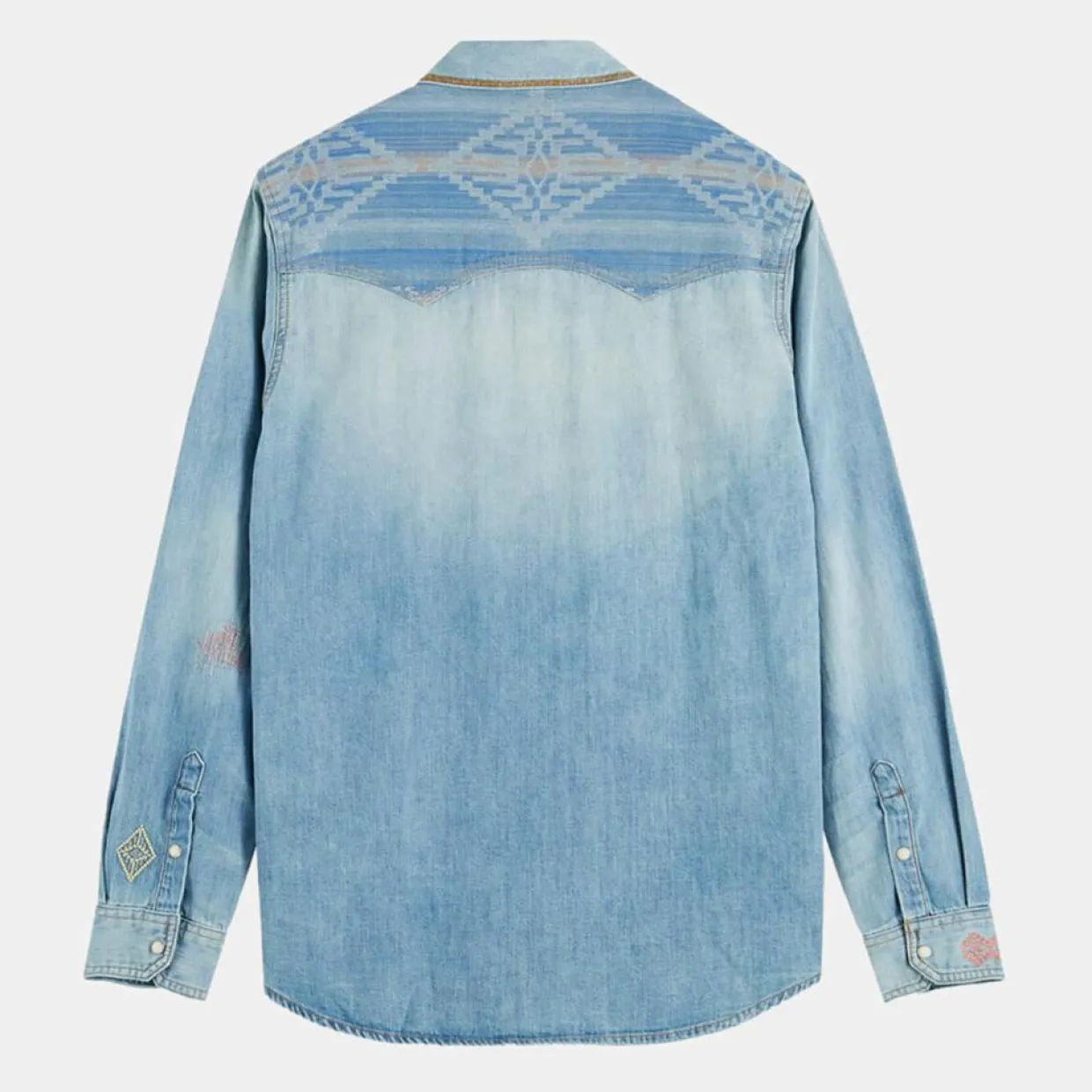 Chemise Regular Fit en Jean Western Patch bleu clair délavé-Scotch & Soda Sale