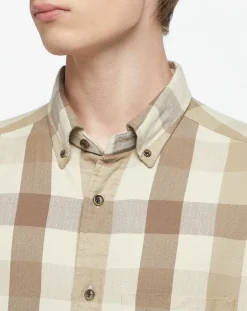 Chemise Regular Fit Moy à carreaux écru/marron-Gant New