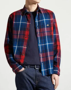 Chemise Regular Fit Tartan rouge/bleu-Gant Outlet