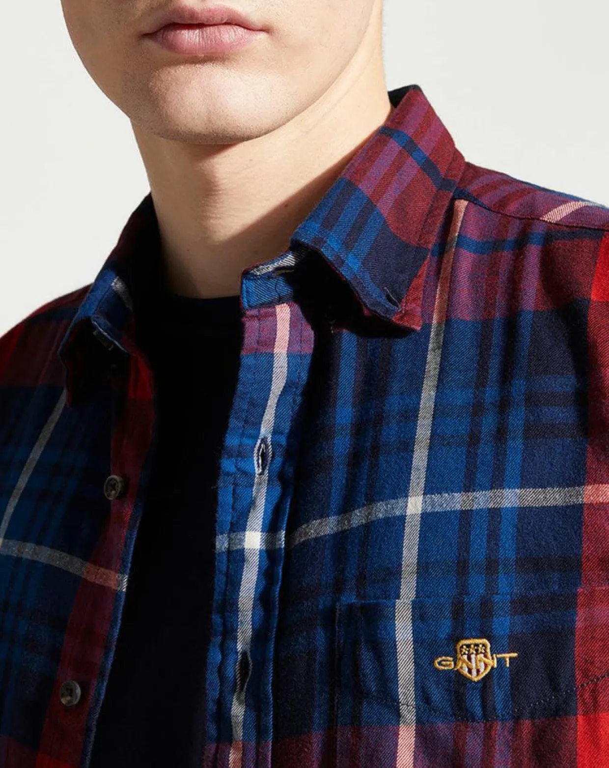 Chemise Regular Fit Tartan rouge/bleu-Gant Outlet