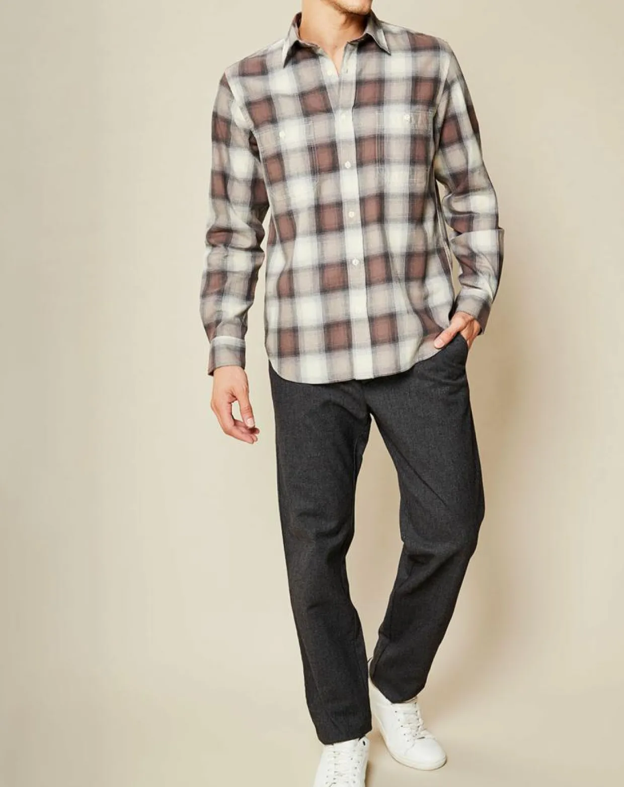 Homme Hartford Chemises^Chemise Regular Pocket carreaux beige/marron